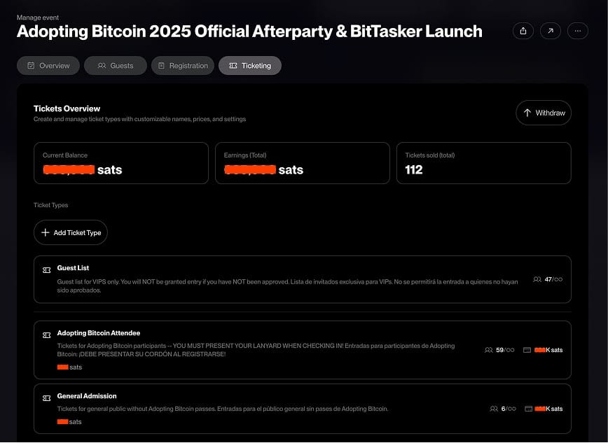 New in Satlantis 🌴 Bitcoin Ticketing is LIVE!!!